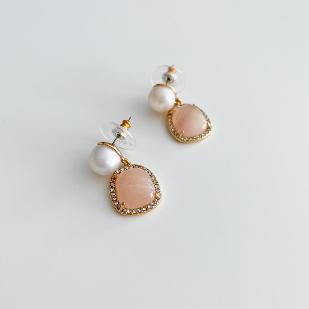 J. Crew Pavé Drop Earrings (Pink) - Picture 2 of 3